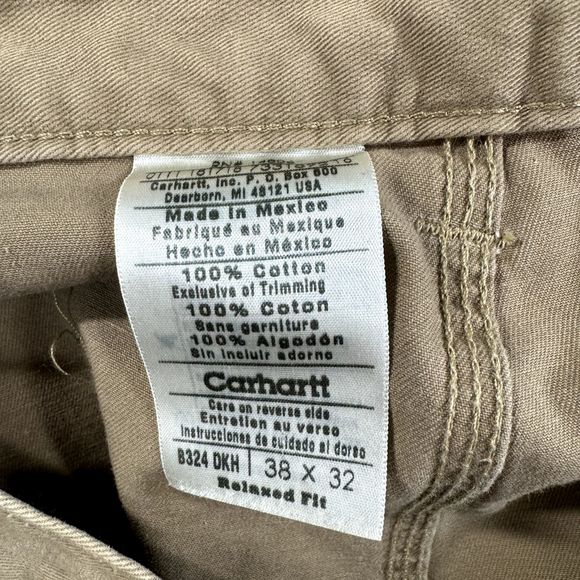 Carhartt Pants Men's 38x32 Relaxed Fit Tan Carpenter Work B324-DKH - Picture 8 of 8